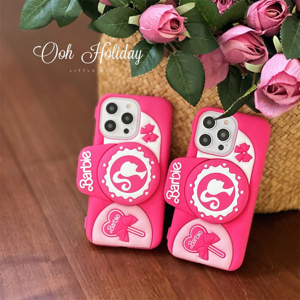 3D Cute Barbie Camera Holder Case Cartoon Bow with stand DSLR Look - 3