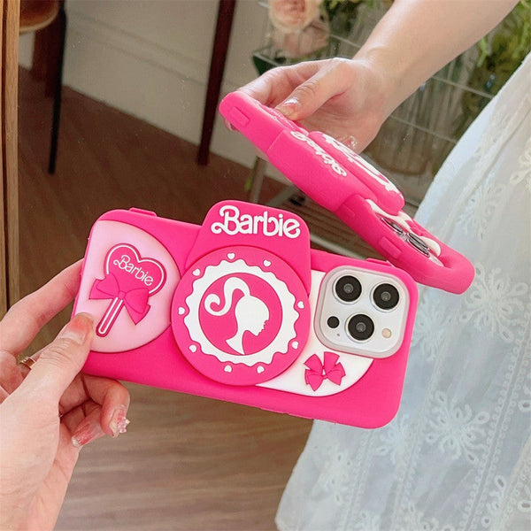 3D Cute Barbie Camera Holder Case Cartoon Bow with stand DSLR Look - 4