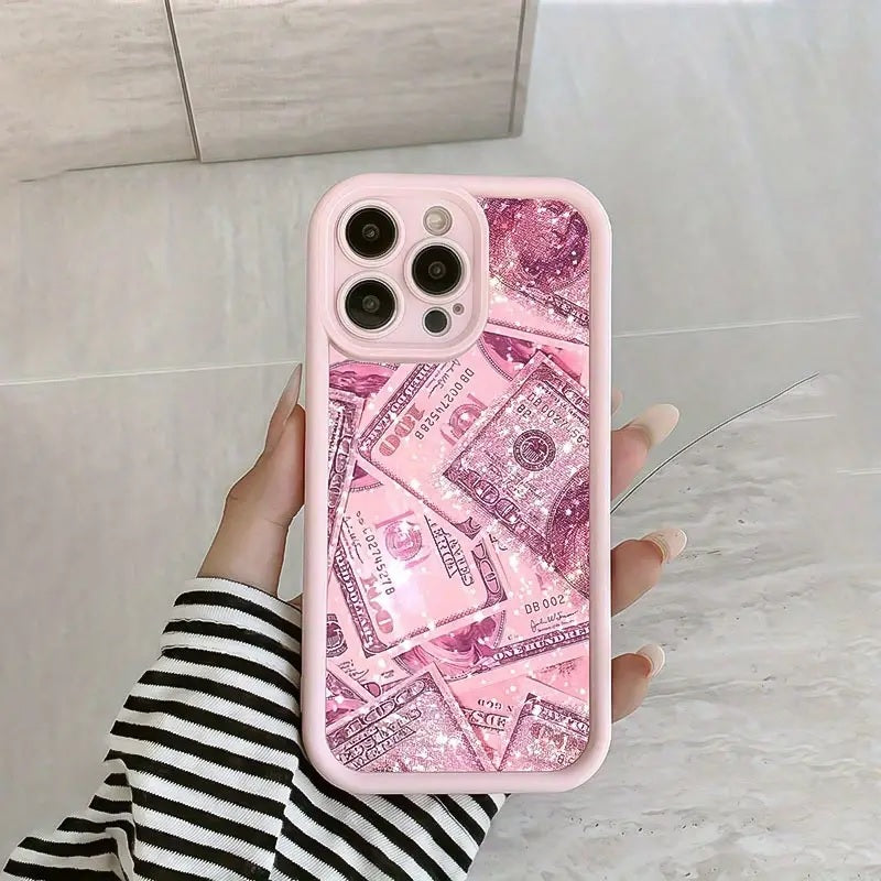 3D Cute Hot Money Dollar Pastel Pink Glittery Banknote Design  Aesthetic Case