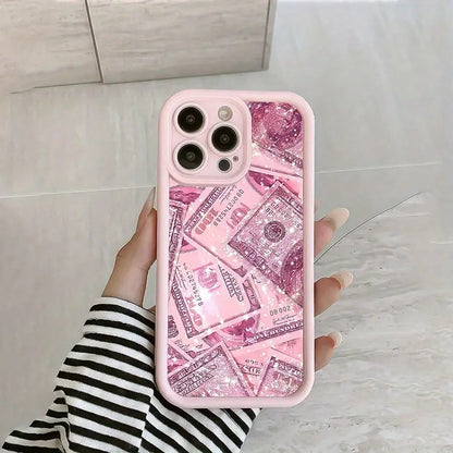 3D Cute Hot Money Dollar Pastel Pink Glittery Banknote Design  Aesthetic Case
