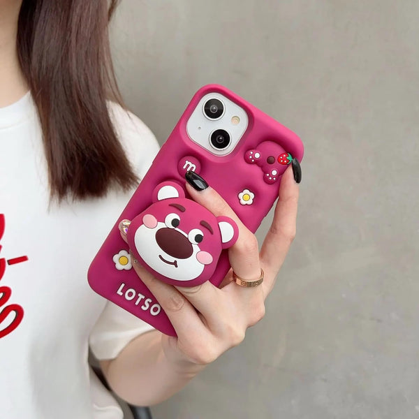 3D Cartoon LOTSO Bear Huggin Strawberry Toy Story Walt Case with Holder - 7