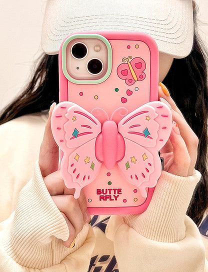 3D Butterfly Cartoon Wings with Folding Stand Holder Kawaii Aesthetic Cover
