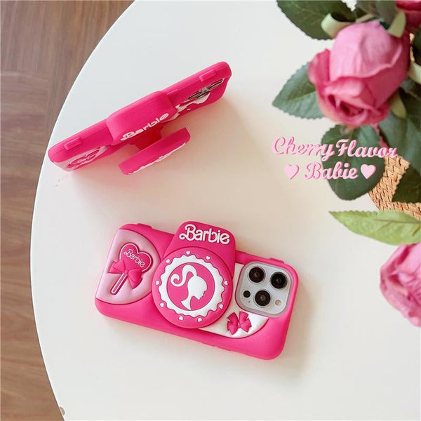 3D Cute Barbie Camera Holder Case Cartoon Bow with stand DSLR Look - 8