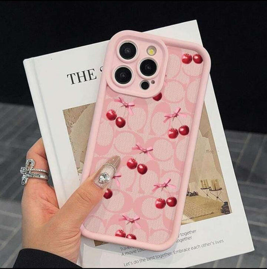 3D Cute Ball Cherry Hot Pastel Pink Bow Knot Ribbon Design Aesthetic Cover