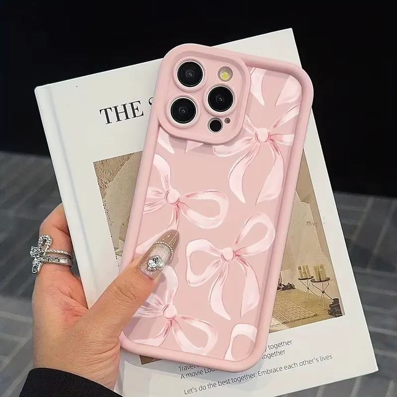 3D Cute Pink 4 Bow Hot Pastel Pink Bow Knot Ribbon Design Aesthetic Print Cover
