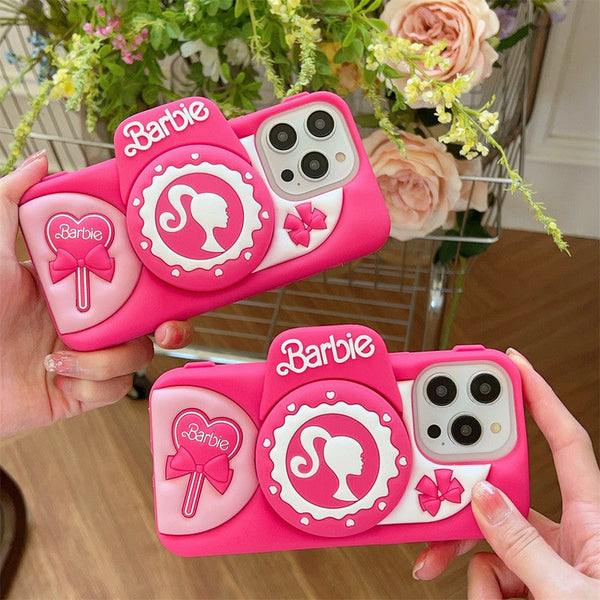 3D Cute Barbie Camera Holder Case Cartoon Bow with stand DSLR Look - 2