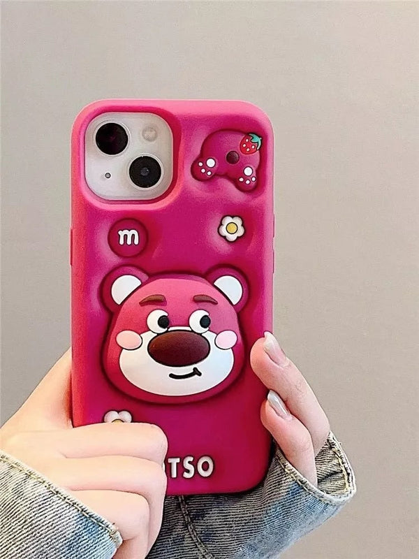 3D Cartoon LOTSO Bear Huggin Strawberry Toy Story Walt Case with Holder - 9