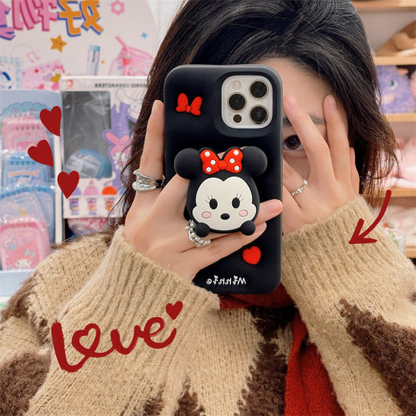 3D Cartoon Minnie Doll Grip Holder Pop Case - 3