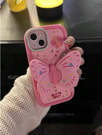 3D Butterfly Cartoon Wings with Folding Stand Holder Kawaii Aesthetic Cover