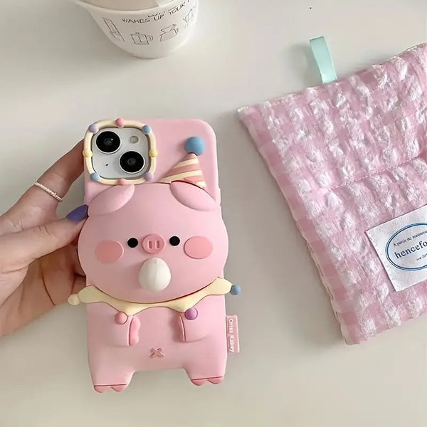 3D Pig Blowing Bubble Gum Squishy Toy Piglet Pink Cartoon Play Case - 4