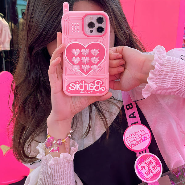 3D Cute Angel Barbie The Movie Cartoon Retro feel Phone Style Dial Back Cover - 2
