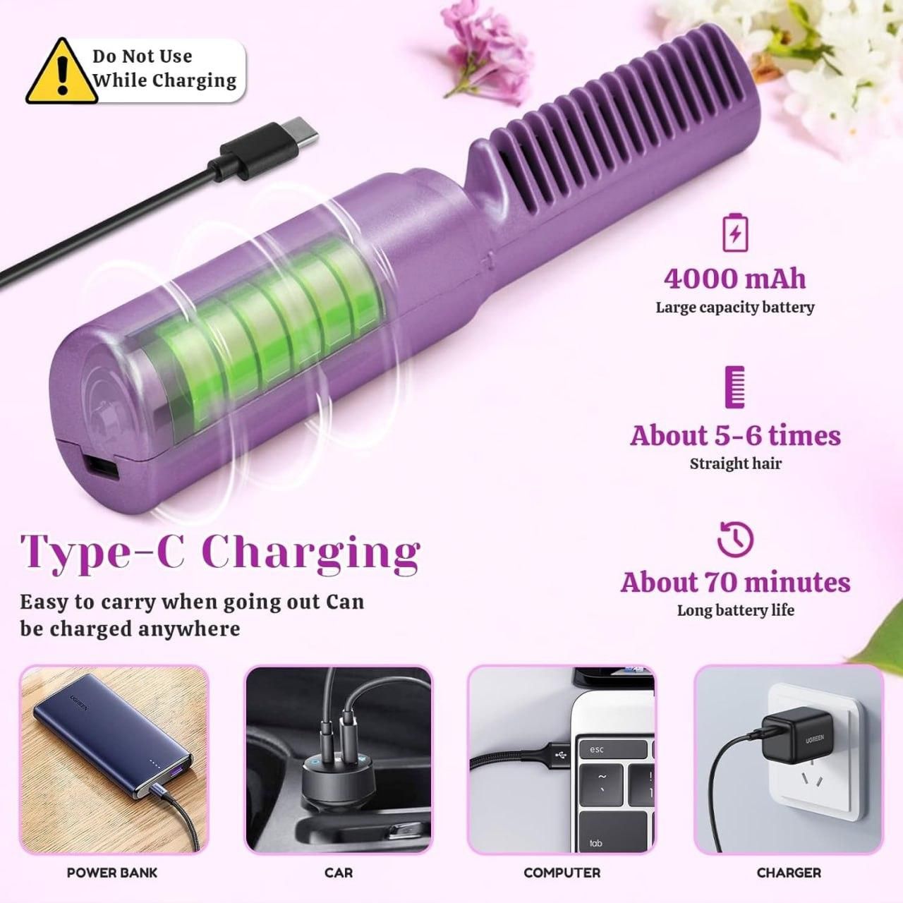 Meneflix Portable Mini Hair Straightener Comb (🎁70% Off🎁)