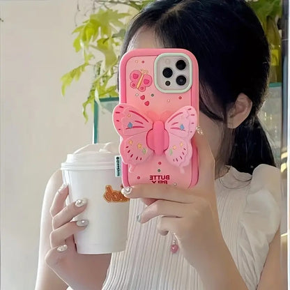3D Butterfly Cartoon Wings with Folding Stand Holder Kawaii Aesthetic Cover