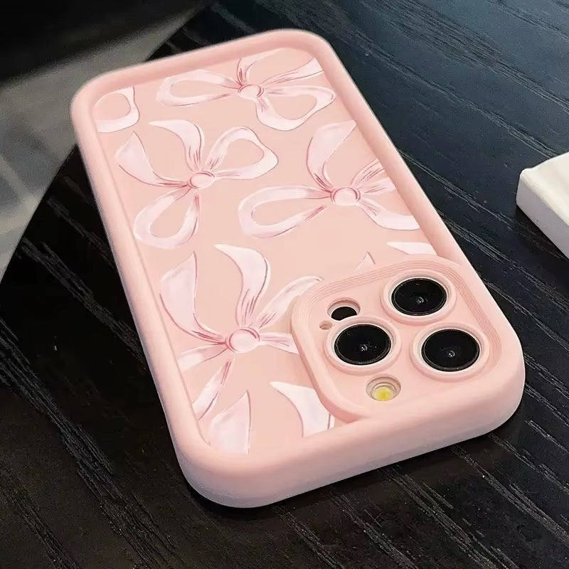 3D Cute Pink 4 Bow Hot Pastel Pink Bow Knot Ribbon Design Aesthetic Print Cover