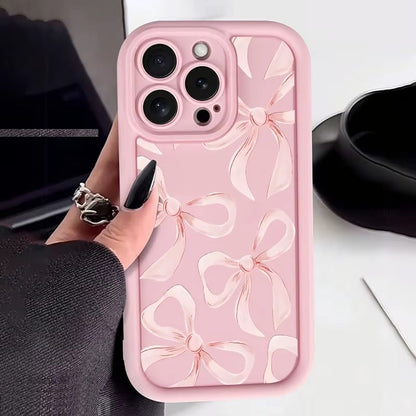 3D Cute Pink 4 Bow Hot Pastel Pink Bow Knot Ribbon Design Aesthetic Print Cover