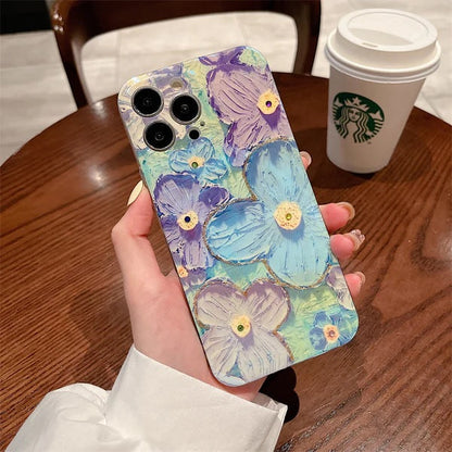 Butterfly Colorful Retro Oil Ink Painting Flower Floral Design Aesthetic Case