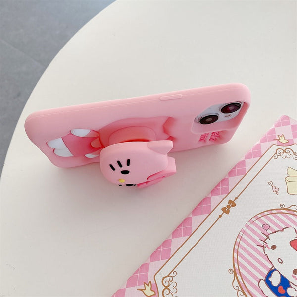 3D Cartoon Hello Kitty Bow Cat Girly Kitty Doll Animal Back Case with Holder - 5