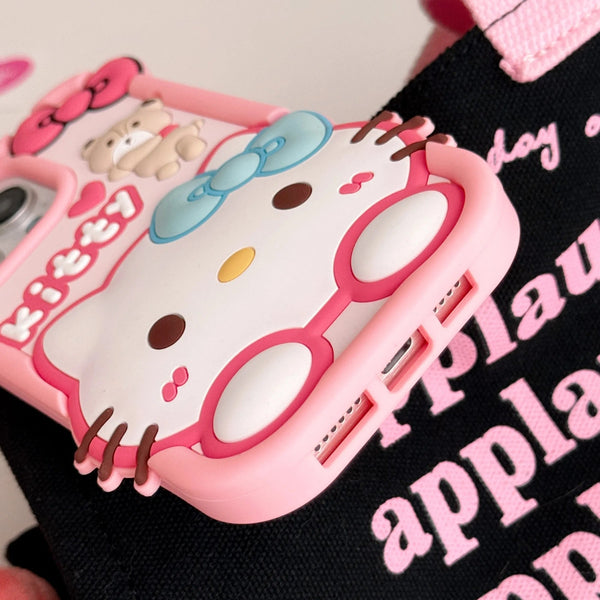 3D Cartoon Hello Kitty Bow Cat Doll Teddy Bear Case - 5