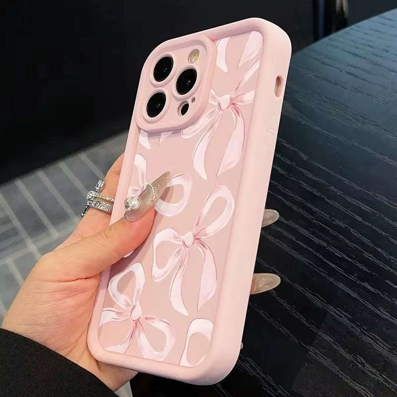 3D Cute Pink 4 Bow Hot Pastel Pink Bow Knot Ribbon Design Aesthetic Print Cover