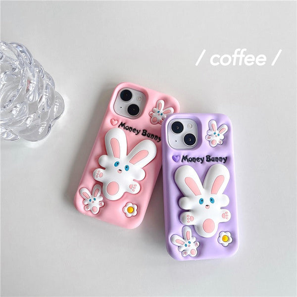 3D Cartoon Money Bunny Rabbit Cute Case with Holder - 9