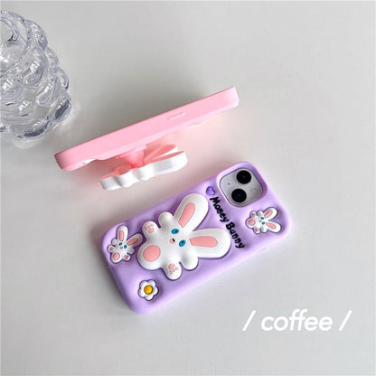 3D Cartoon Money Bunny Rabbit Cute Case with Holder