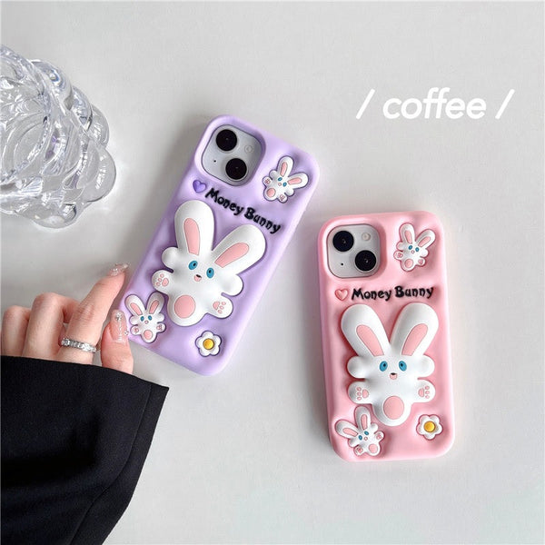 3D Cartoon Money Bunny Rabbit Cute Case with Holder - 10