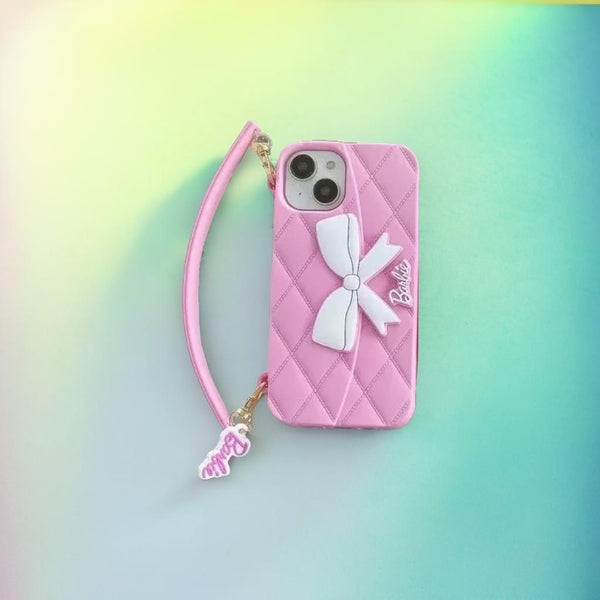 3D Barbie Bow Handbag Purse Case With Strap Wallet Phone Chain Cover - 13
