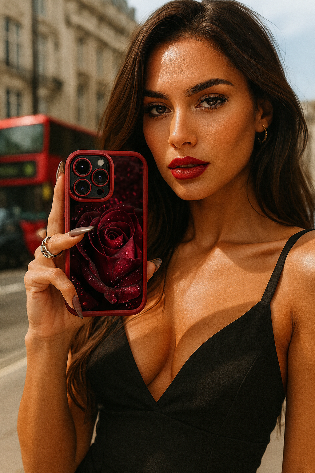 3D Cute Red Rose Water Gorgeous Raindrop Flower Cute Hot Design Aesthetic Print Cover