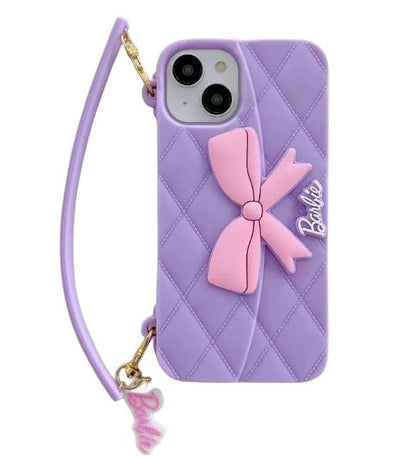 3D Barbie Bow Handbag Purse Case With Strap Wallet Phone Chain Cover