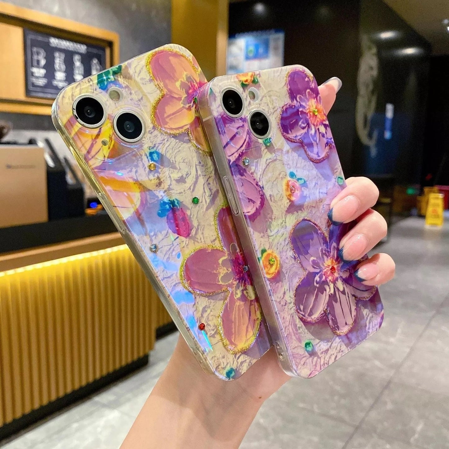 Butterfly Colorful Retro Oil Ink Painting Flower Floral Design Adorable Case