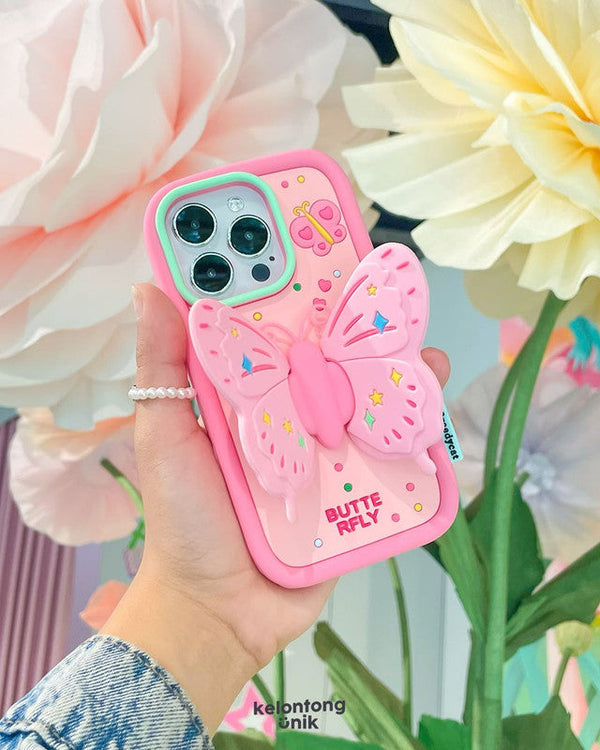 3D Butterfly Cartoon Wings with Folding Stand Holder Kawaii Aesthetic Cover - 2