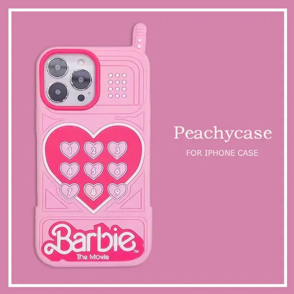 3D Cute Angel Barbie The Movie Cartoon Retro feel Phone Style Dial Back Cover - 7