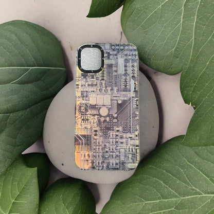 Techno Art AI Future Electric Circuit Retro IMD Chip Digital Mother Board Holographic Cover