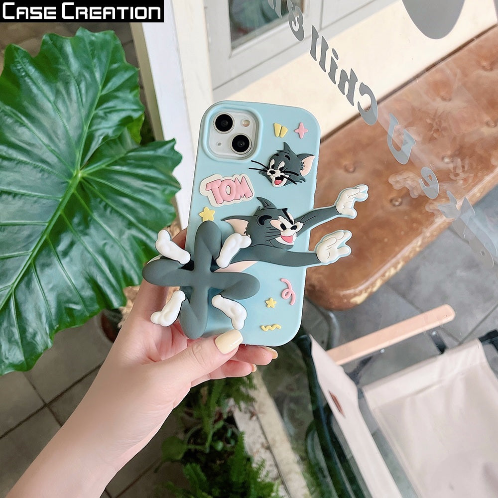 3D Cartoon Cat Fidget Spinner Playing Game Running Case