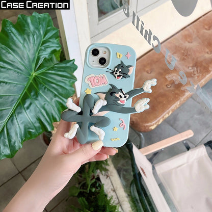 3D Cartoon Cat Fidget Spinner Playing Game Running Case