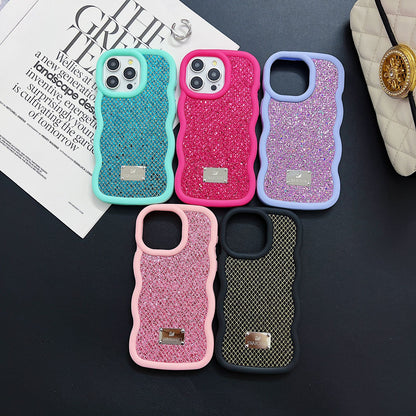 Bling Diamond Sparkle Curly Wave Glittery Star Case