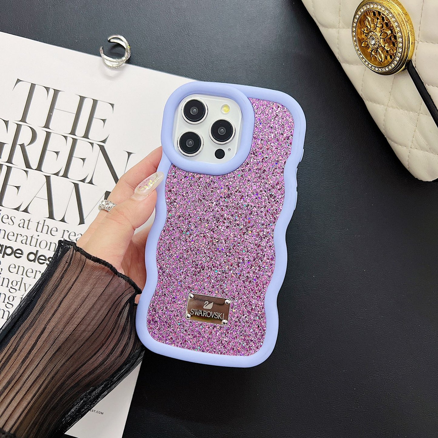 Bling Diamond Sparkle Curly Wave Glittery Star Case