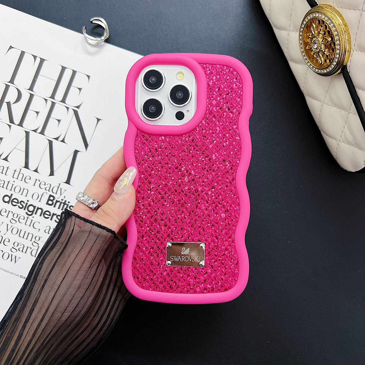 Bling Diamond Sparkle Curly Wave Glittery Star Case