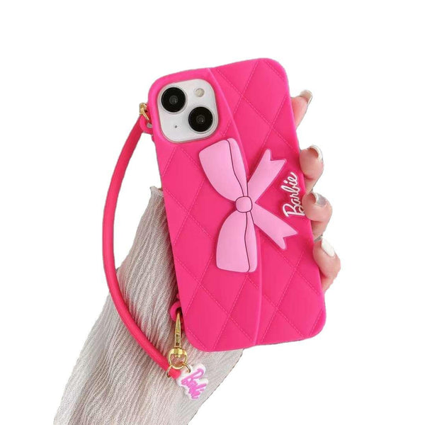 3D Barbie Bow Handbag Purse Case With Strap Wallet Phone Chain Cover - 10