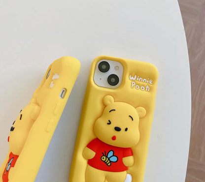 3D Cartoon Bear Pooh Winnie The POOH Bee Animal Back Case with Holder