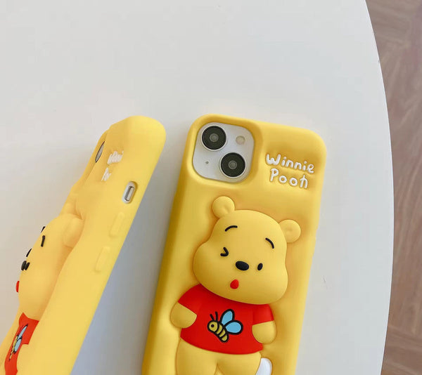 3D Cartoon Bear Pooh Winnie The POOH Bee Animal Back Case with Holder - 8