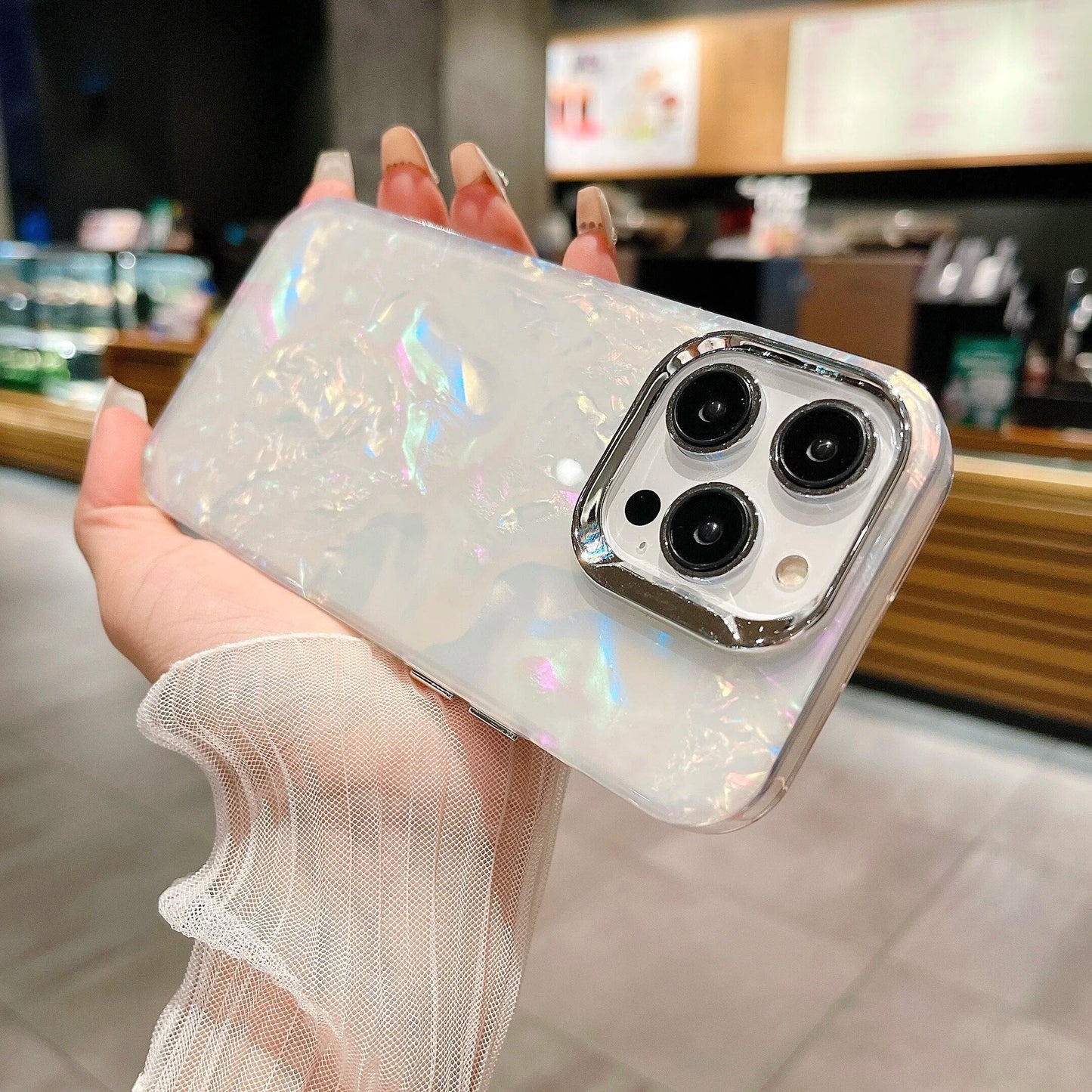 Holographic Marble Glitter Colorful Dreamy Hard Shell Phone Bling Case
