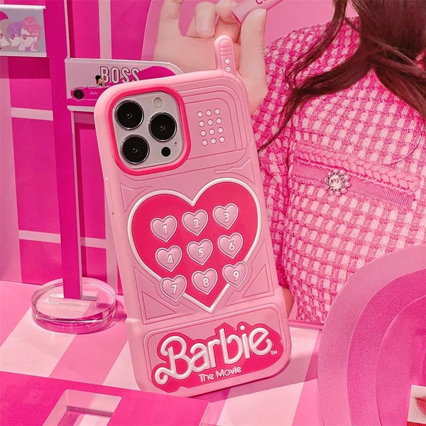 3D Cute Angel Barbie The Movie Cartoon Retro feel Phone Style Dial Back Cover - 1