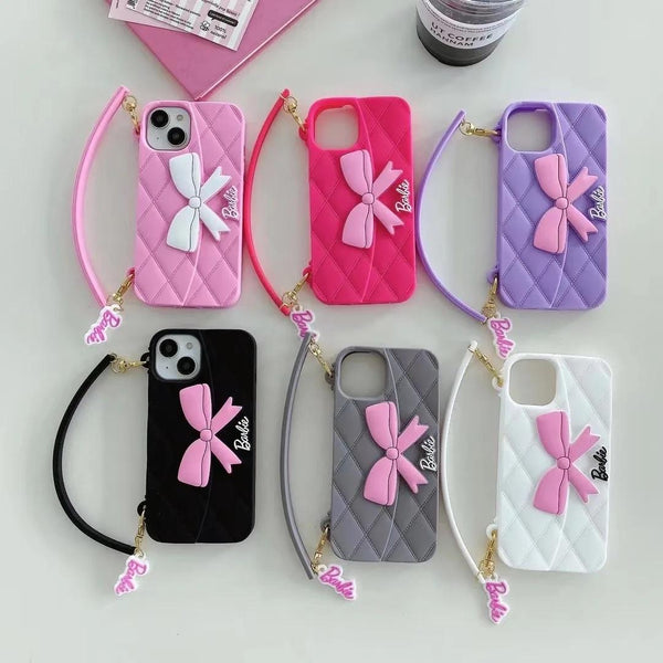 3D Barbie Bow Handbag Purse Case With Strap Wallet Phone Chain Cover - 14