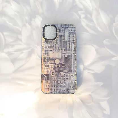 Techno Art AI Future Electric Circuit Retro IMD Chip Digital Mother Board Holographic Cover