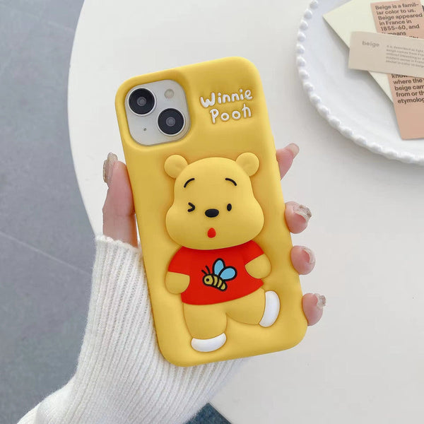 3D Cartoon Bear Pooh Winnie The POOH Bee Animal Back Case with Holder - 1