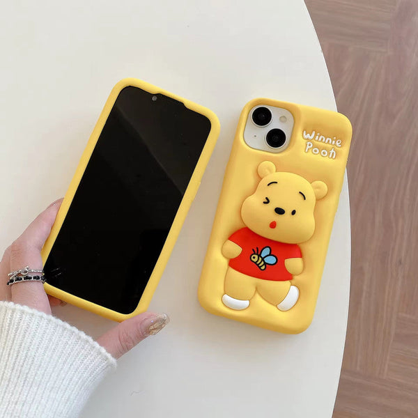 3D Cartoon Bear Pooh Winnie The POOH Bee Animal Back Case with Holder - 4